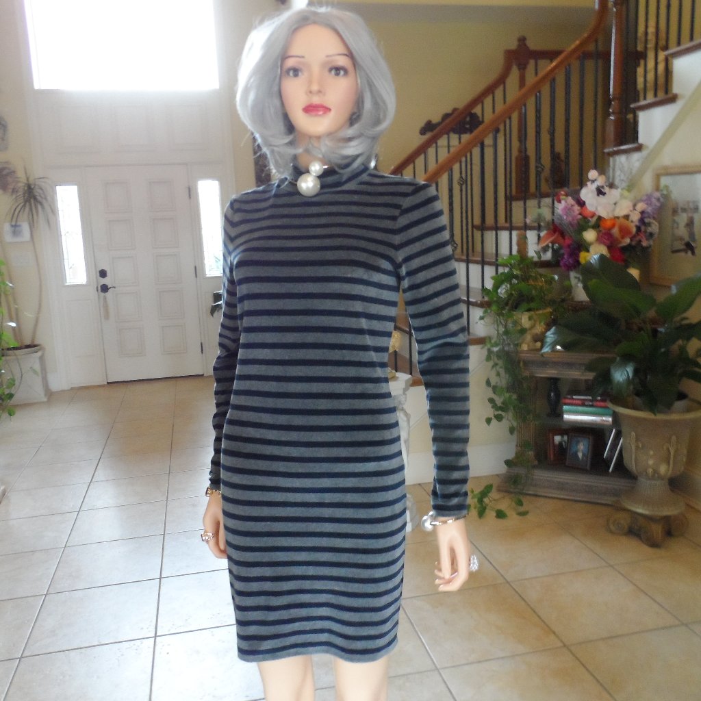 T By Alexander Wang Velvet Gray Striped Back Cut Out Bodycon Dress Size S